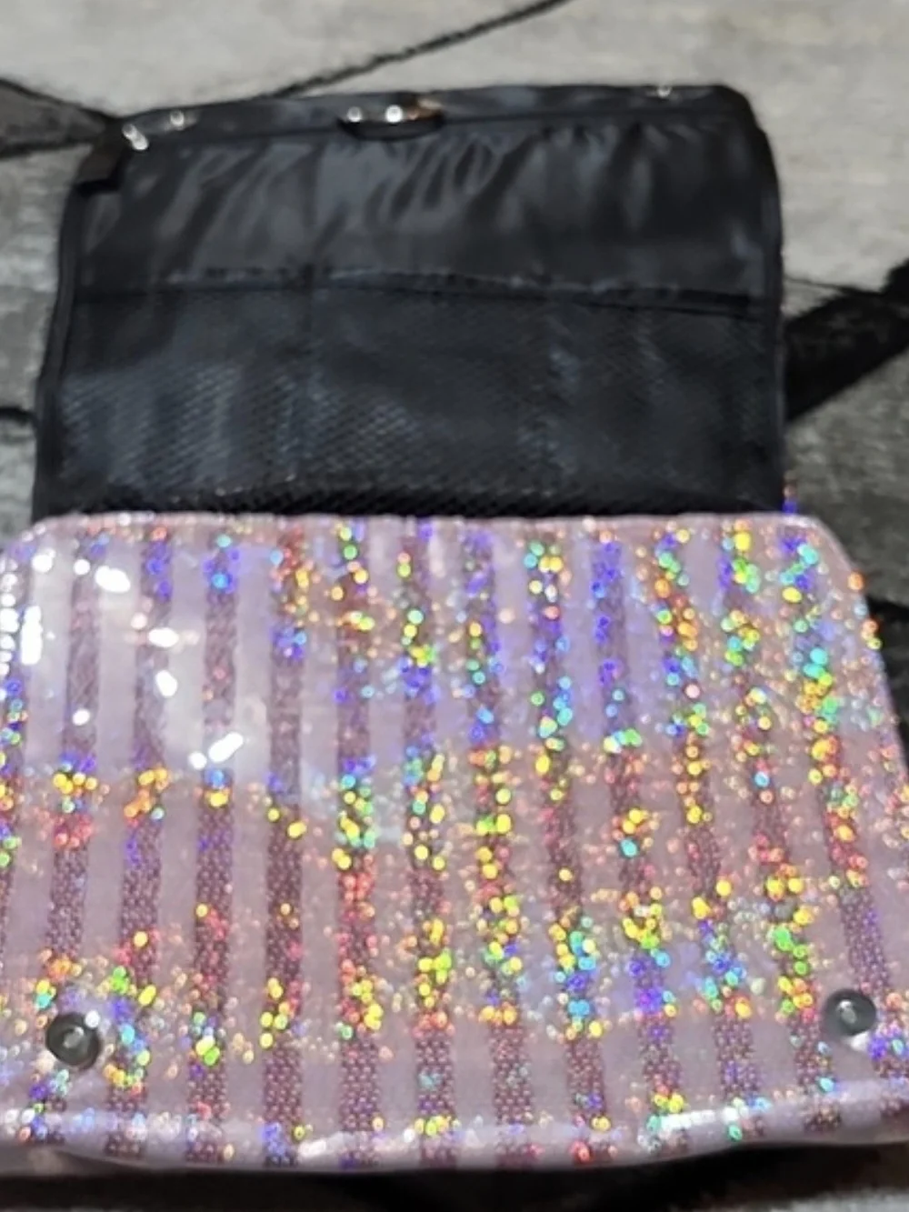 Victoria's Secret Pink Sequin Stripe Cosmetic Case